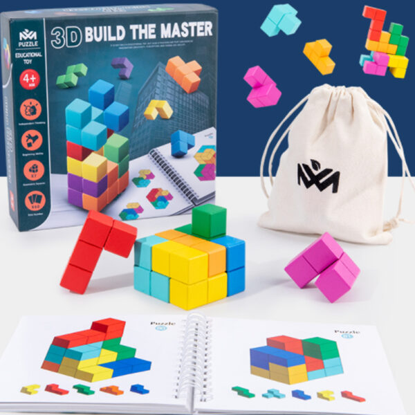 New Arrival Master Builder Color blocks Seven Shapes Puzzle Early Kids Education Toys Wooden Creative Puzzle Game toys for Child_7